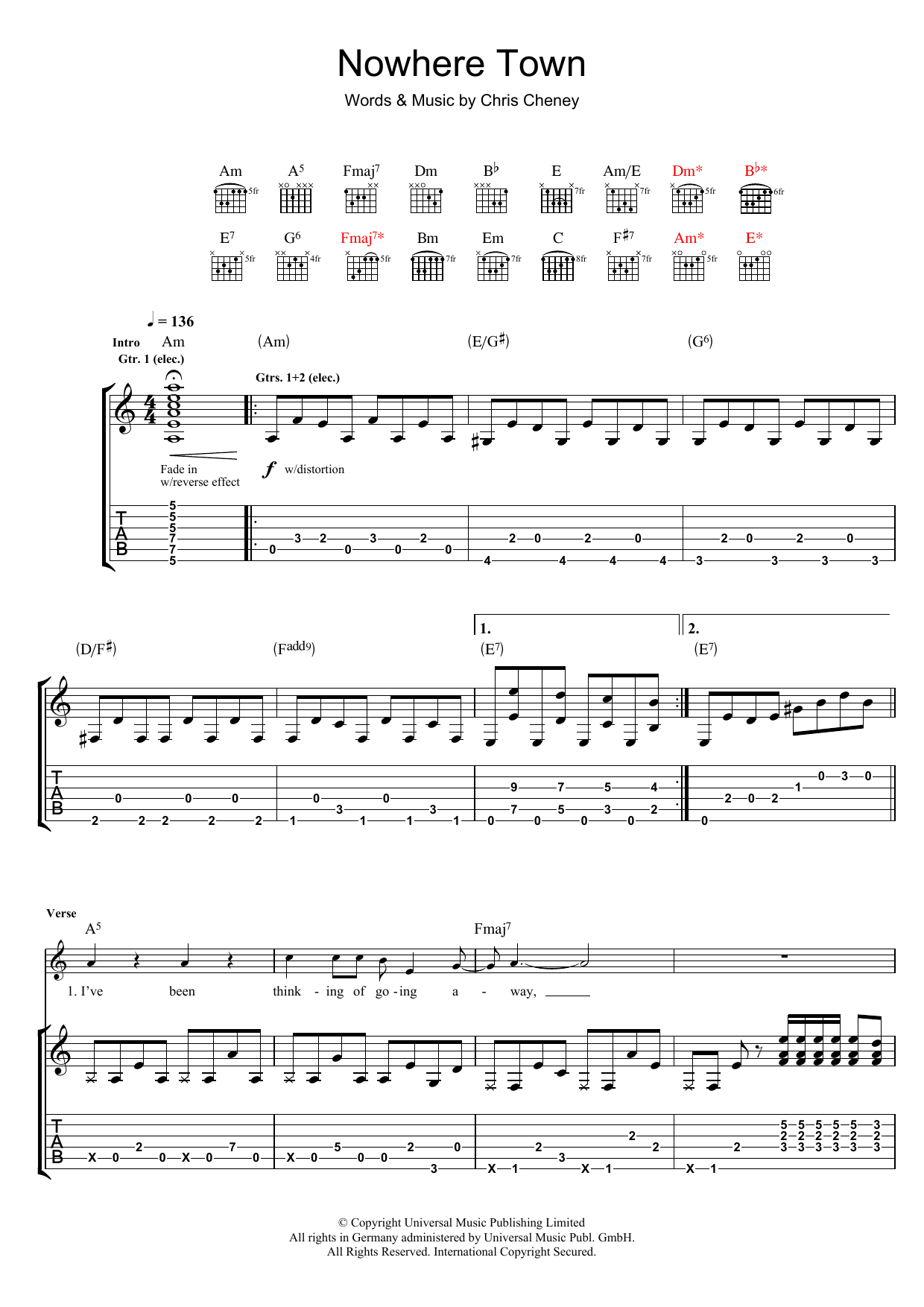 Download The Living End Nowhere Town Sheet Music