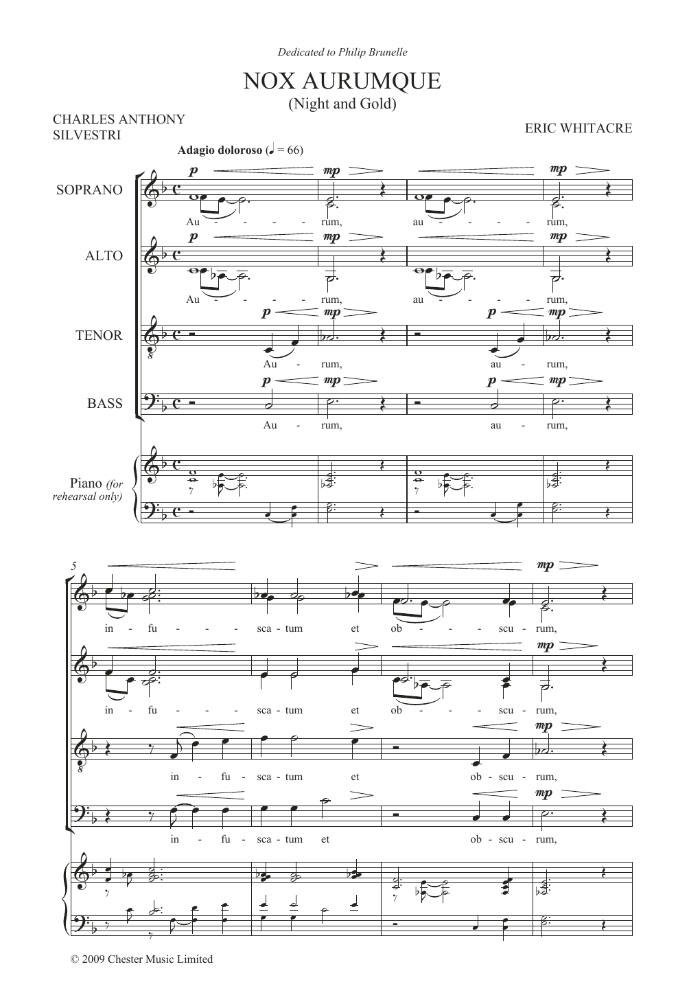 Download Eric Whitacre Nox Aurumque (Night and Gold) Sheet Music