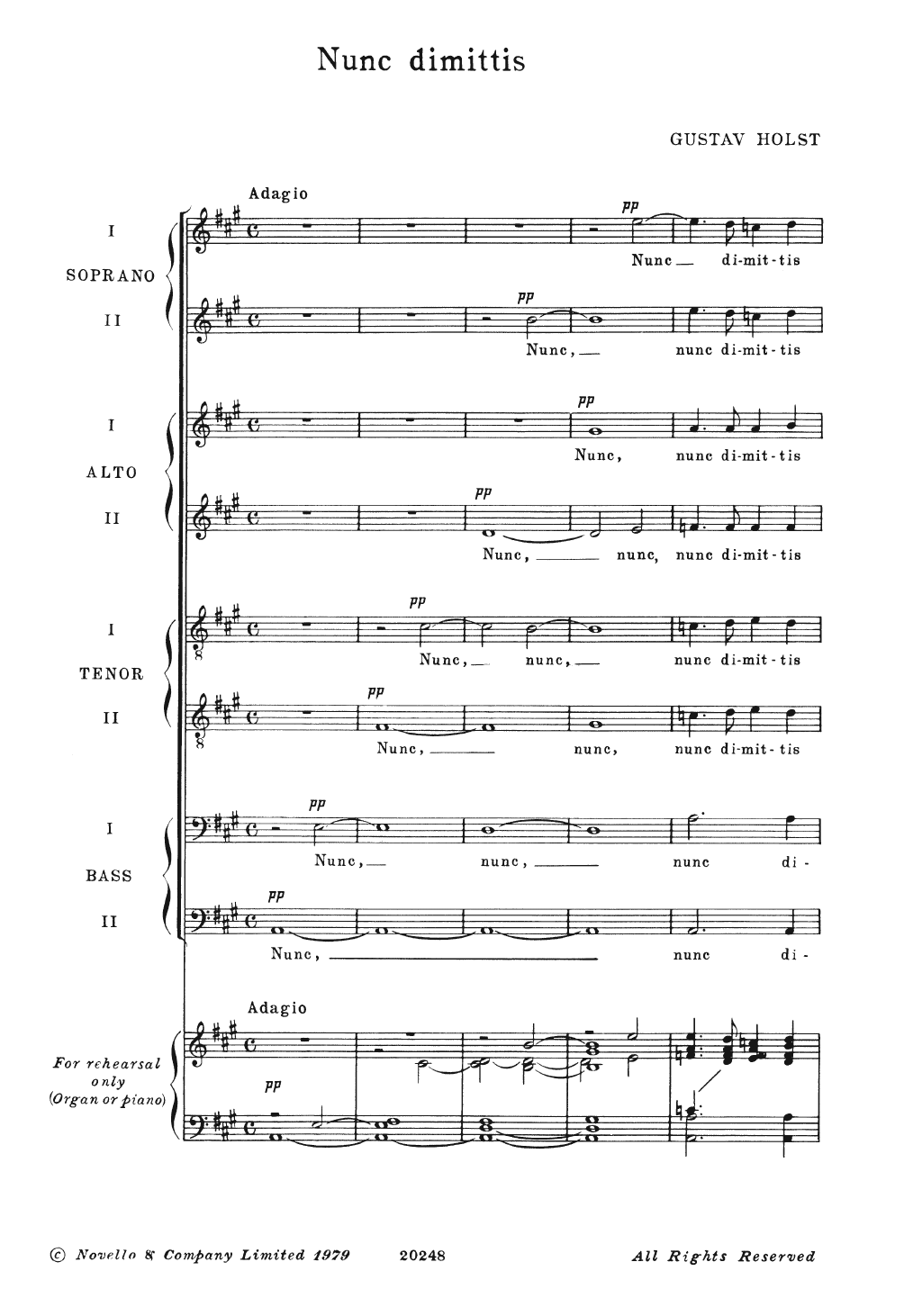 Download Gustav Holst Nunc Dimittis Sheet Music