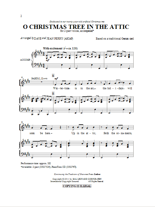 Download Dave Perry O Christmas Tree In The Attic Sheet Music