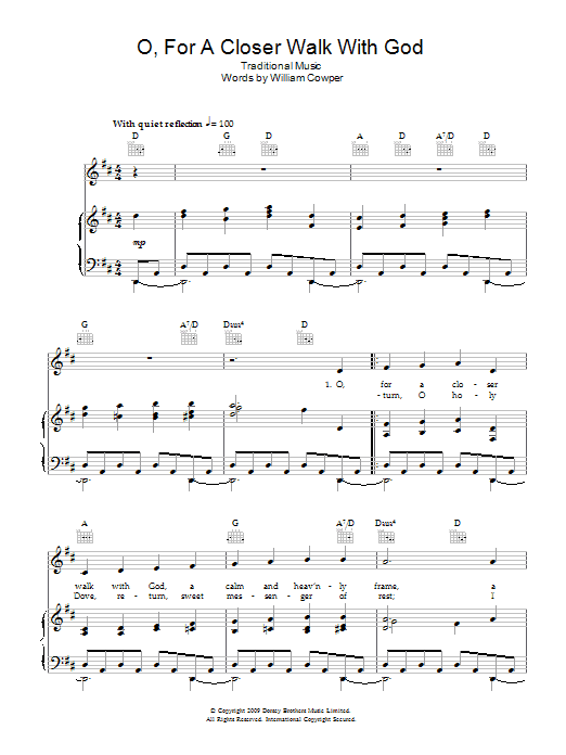 Download Traditional O, For A Closer Walk With God Sheet Music