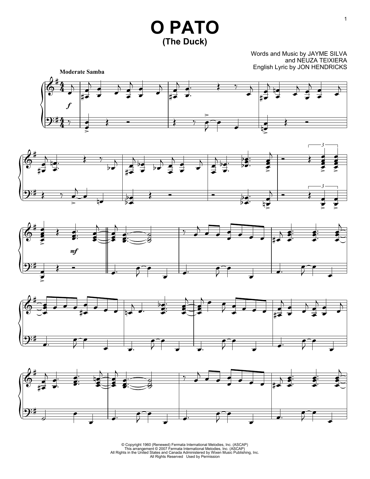 Download Karrin Allyson O Pato (The Duck) Sheet Music