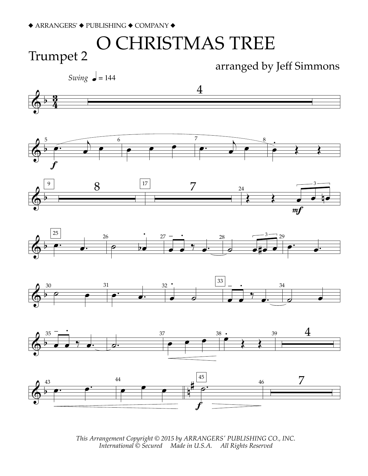 Download Jeff Simmons O Christmas Tree - Bb Trumpet 2 Sheet Music