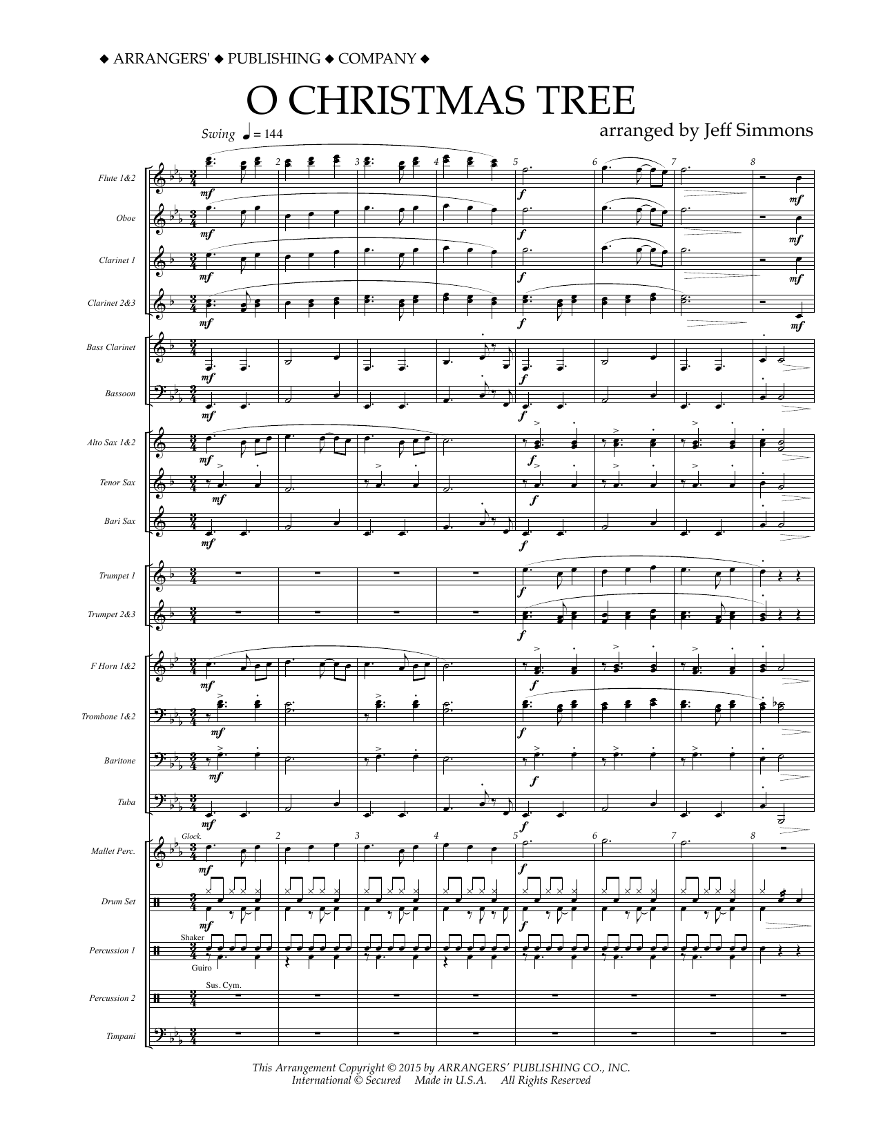 Download Jeff Simmons O Christmas Tree - Conductor Score (Ful Sheet Music