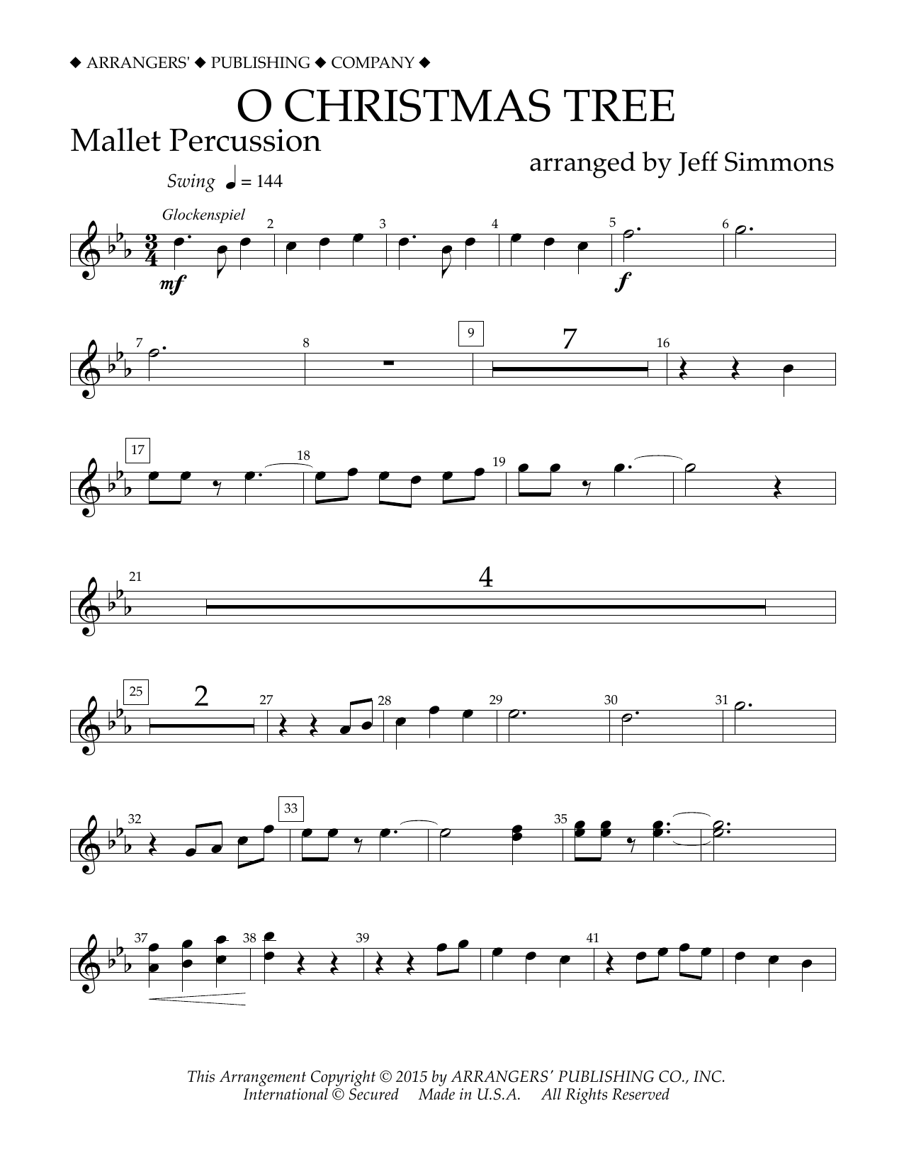Download Jeff Simmons O Christmas Tree - Mallet Percussion Sheet Music