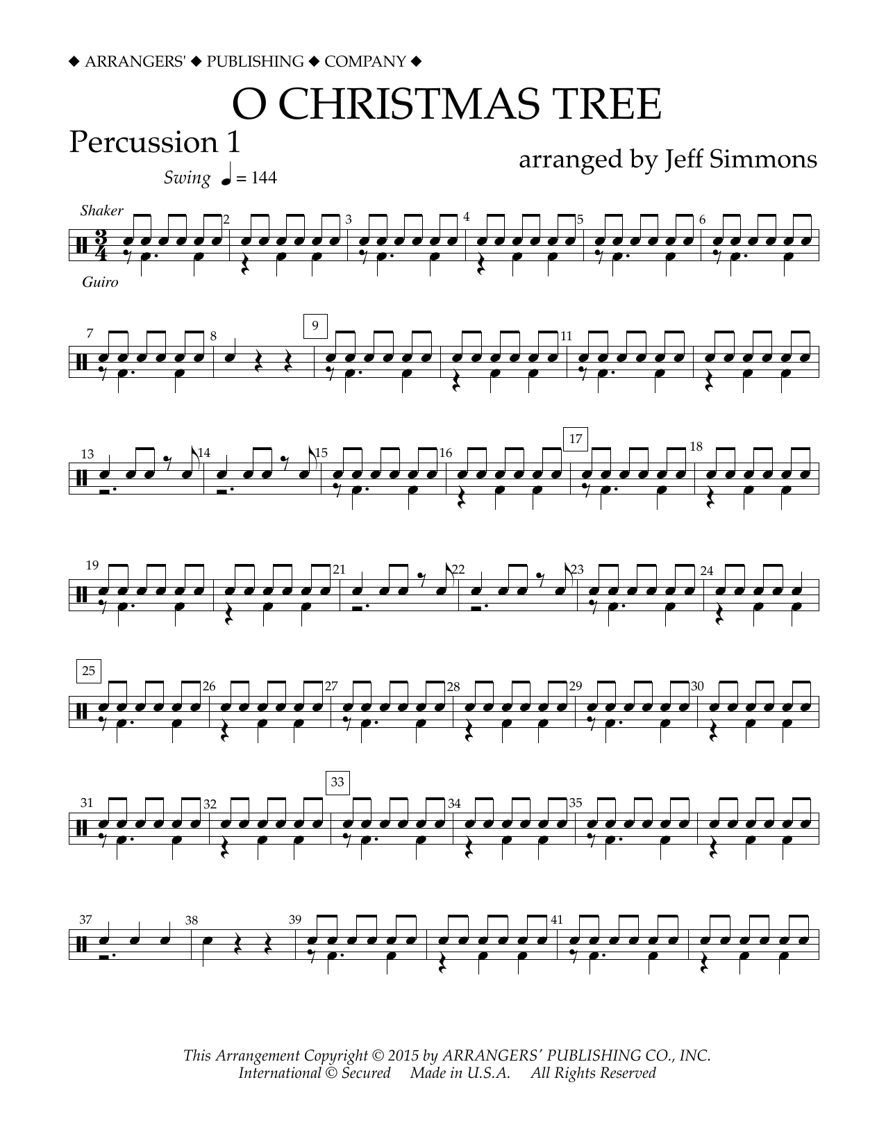 Download Jeff Simmons O Christmas Tree - Percussion 1 Sheet Music