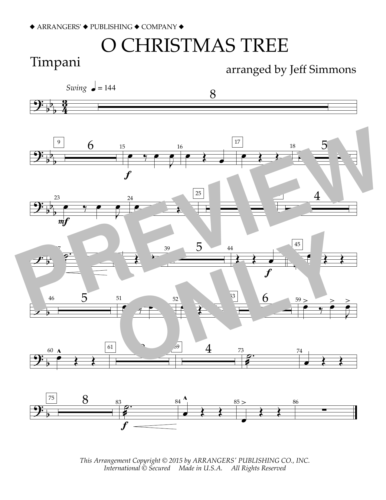 Download Jeff Simmons O Christmas Tree - Timpani Sheet Music