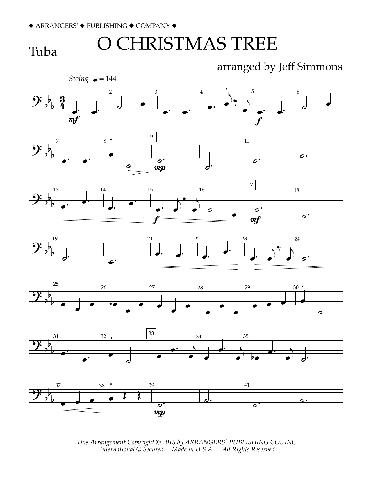 Download Jeff Simmons O Christmas Tree - Tuba Sheet Music