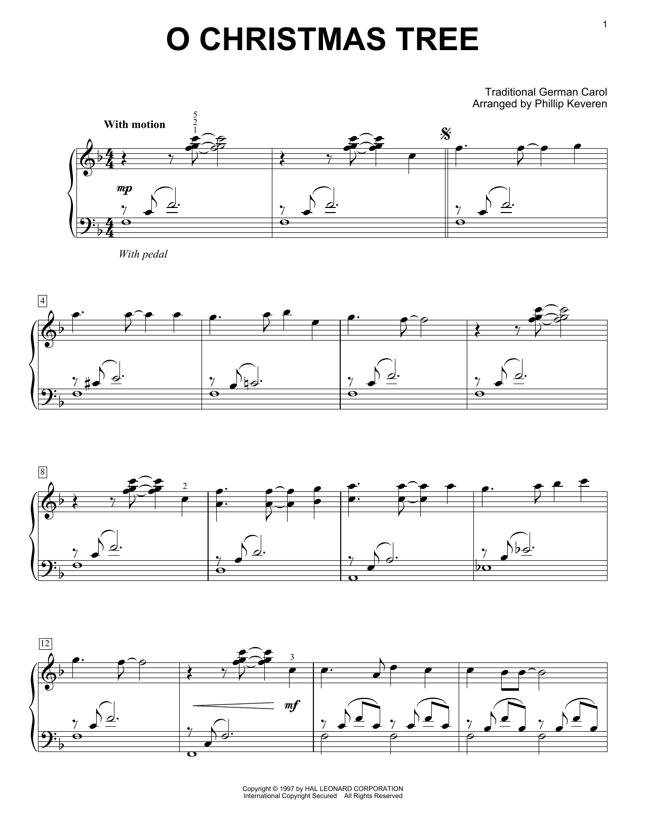 Traditional German Carol O Christmas Tree (arr. Phillip Keveren) sheet music notes printable PDF score