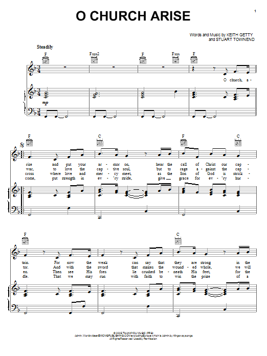 Keith & Kristyn Getty O Church Arise sheet music notes printable PDF score