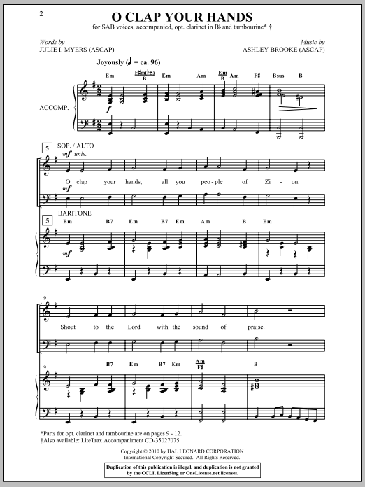 Download Julie I. Myers O Clap Your Hands Sheet Music