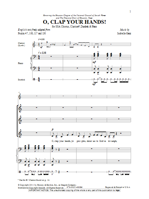 Download Isabelle Ganz O Clap Your Hands! Sheet Music