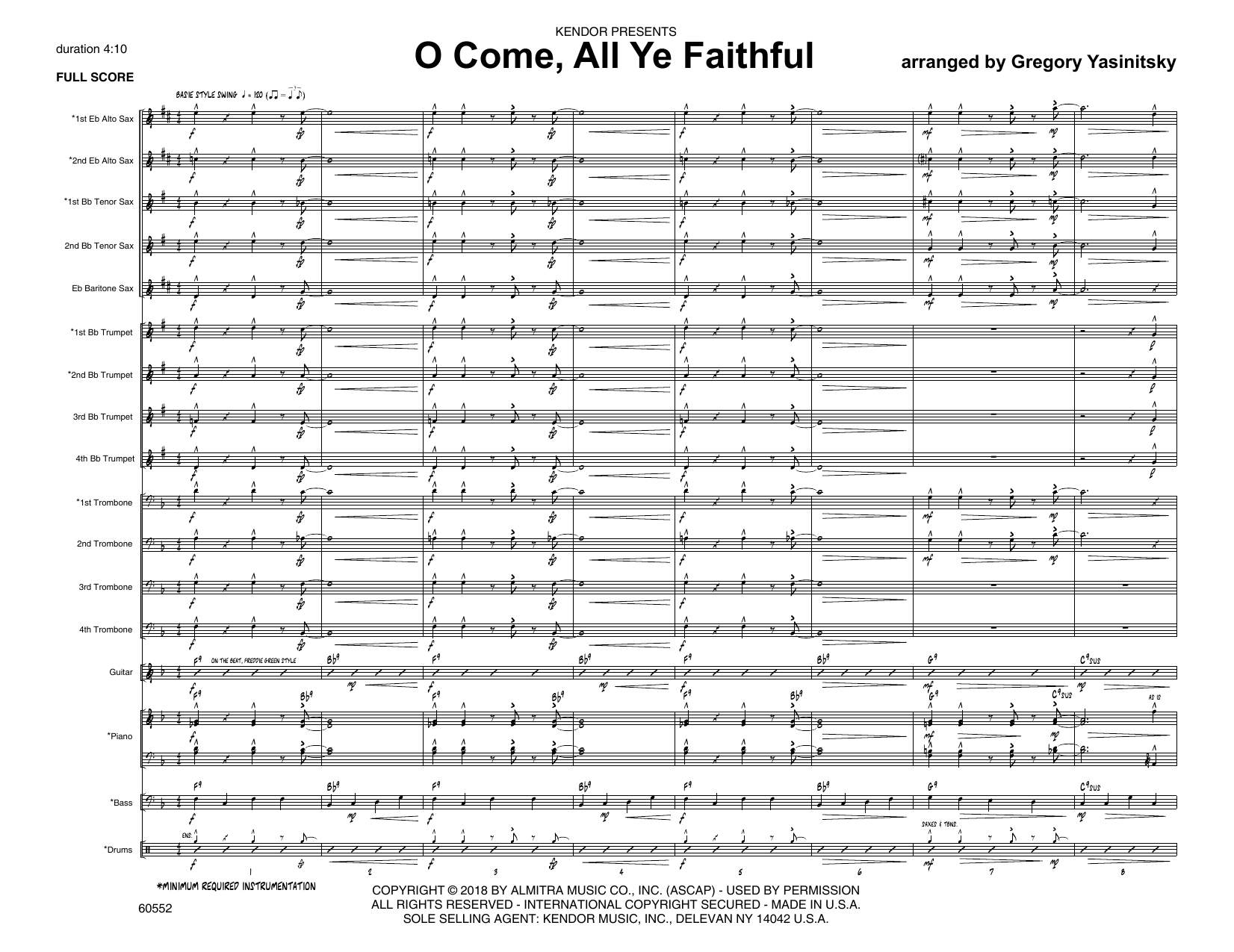 Download Gregory Yasinitsky O Come, All Ye Faithful - Full Score Sheet Music