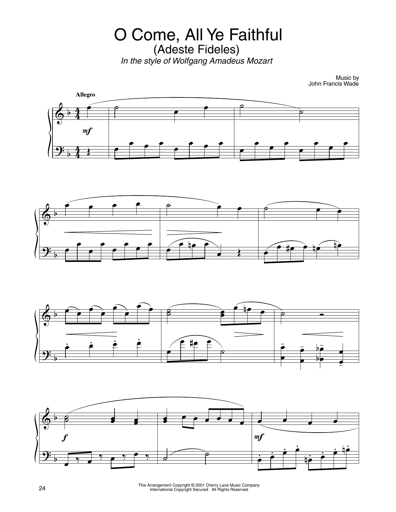 Download John Francis Wade O Come, All Ye Faithful (in the style o Sheet Music