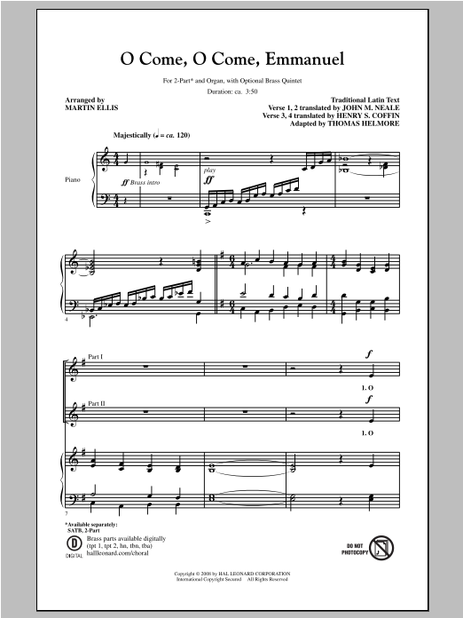 Download Traditional Carol O Come, O Come, Emmanuel (arr. Martin E Sheet Music