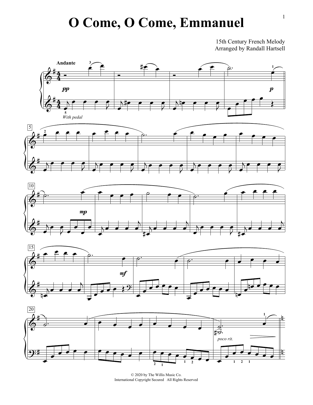Download 15th Century French Melody O Come, O Come, Emmanuel (arr. Randall Sheet Music