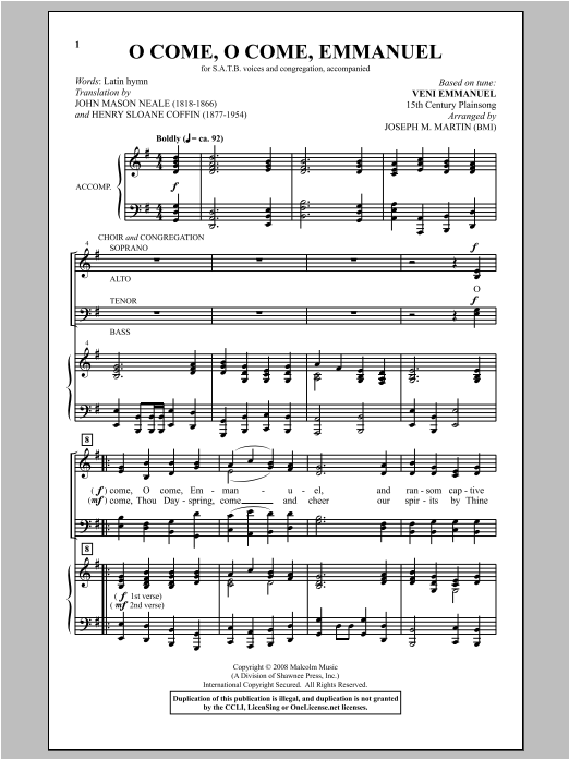 Download Joseph M. Martin O Come, O Come, Emmanuel (from Carols F Sheet Music