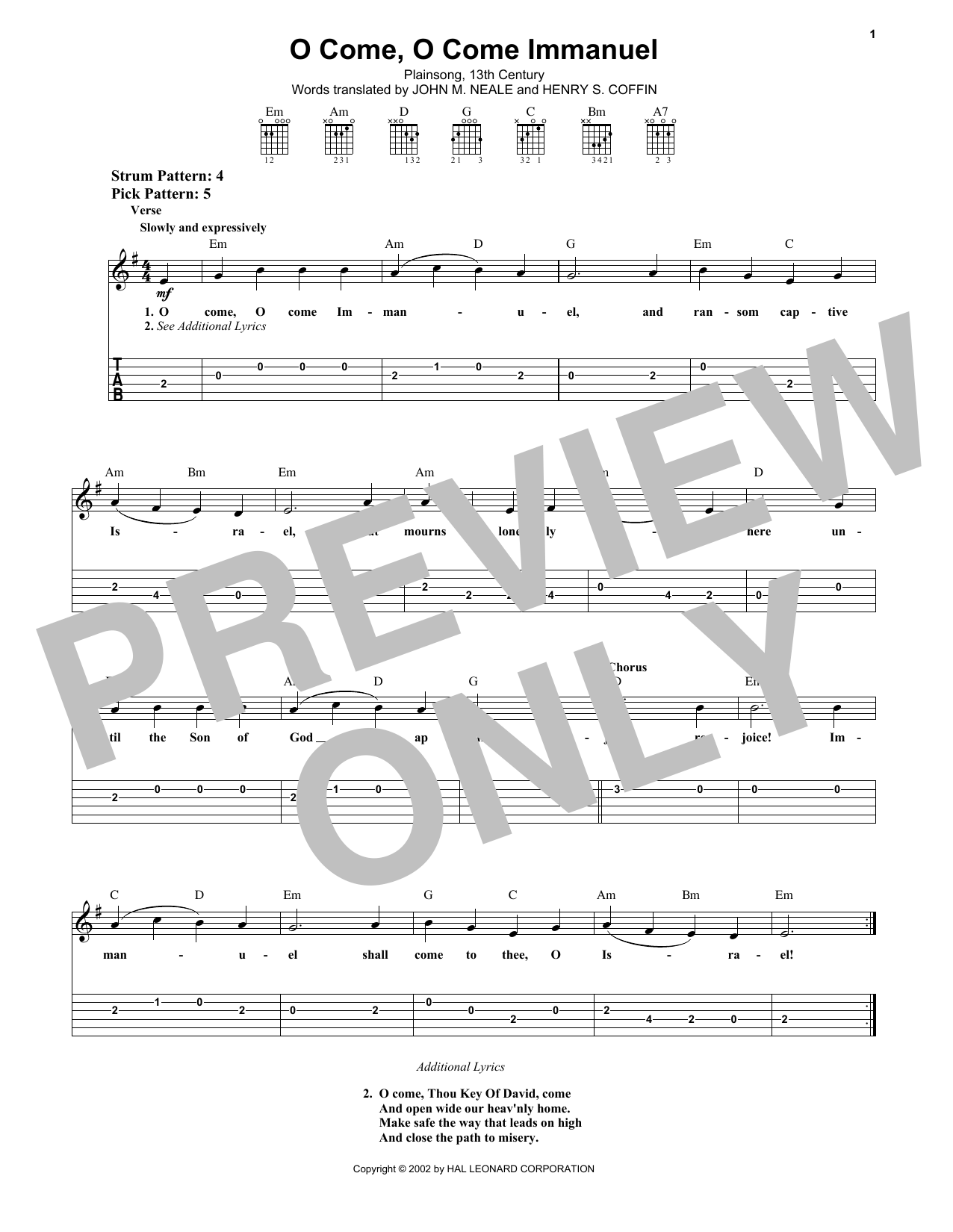 Download Plainsong, 13th Century O Come, O Come Immanuel Sheet Music