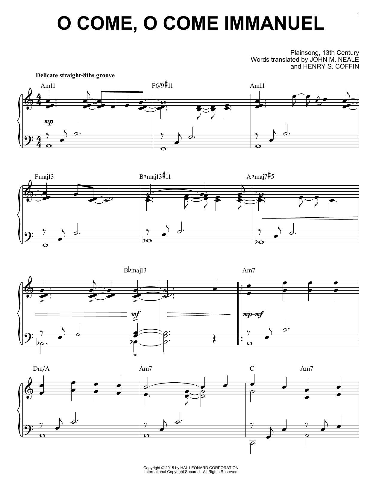 Download John M. Neale (v. 1,2) O Come, O Come Immanuel [Jazz version] Sheet Music