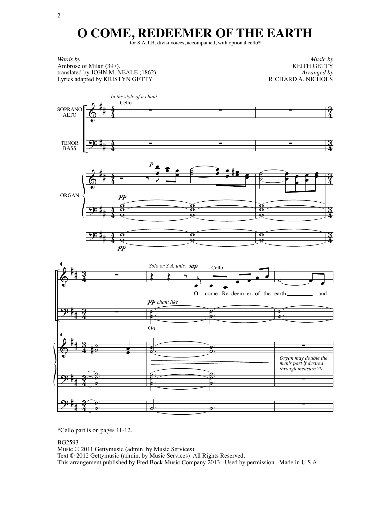 Download Keith Getty O Come, Redeemer Of The Earth (arr. Ric Sheet Music
