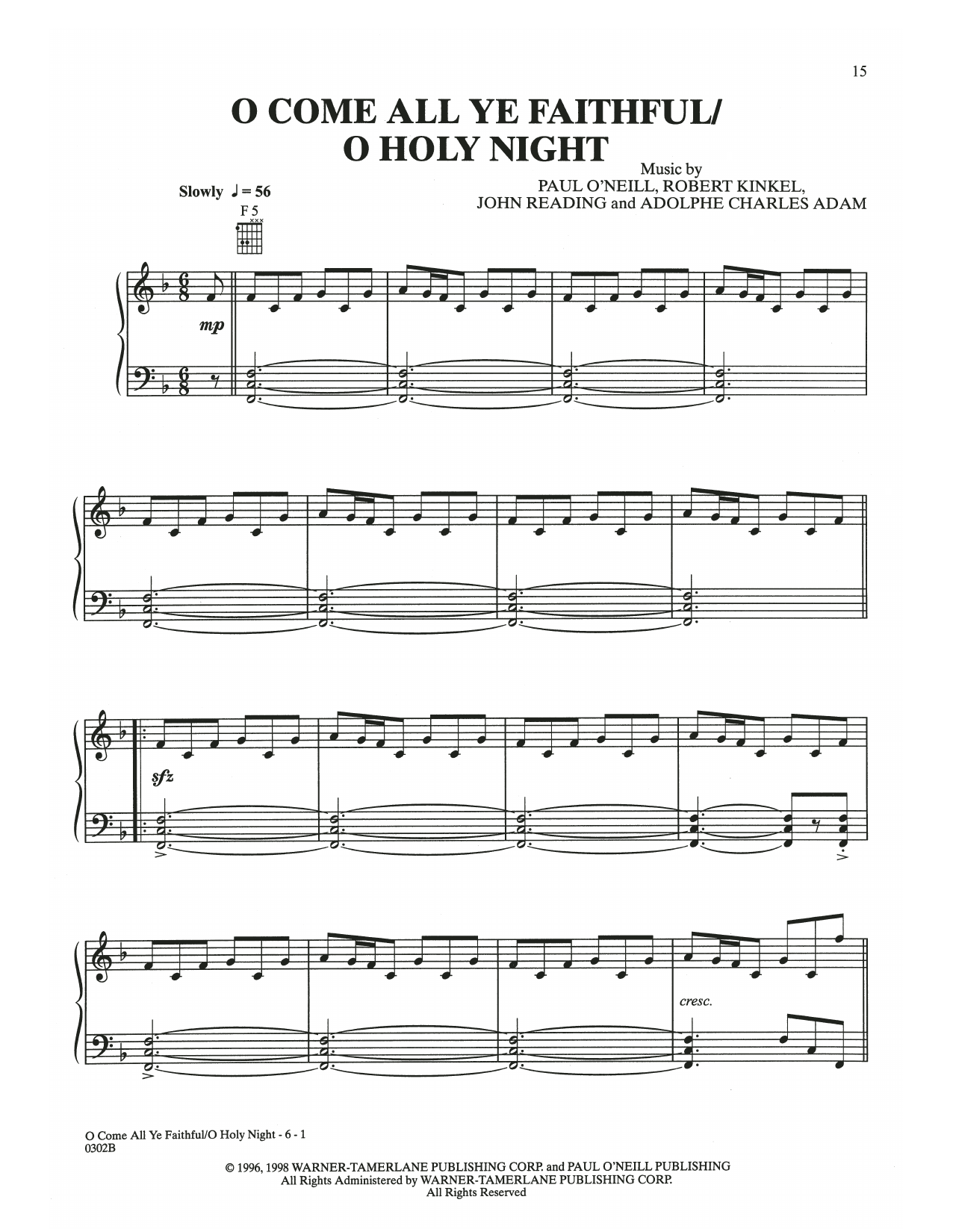 Download Trans-Siberian Orchestra O Come All Ye Faithful / O Holy Night Sheet Music