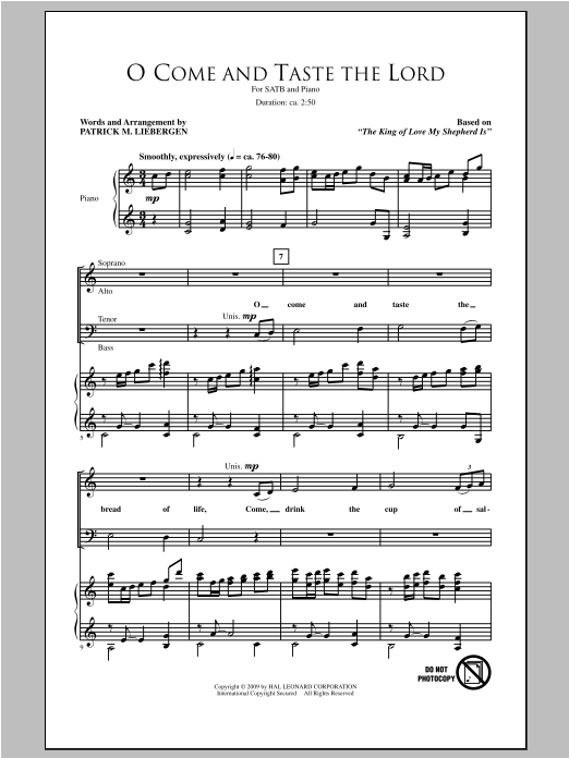 Download Patrick Liebergen O Come And Taste The Lord Sheet Music