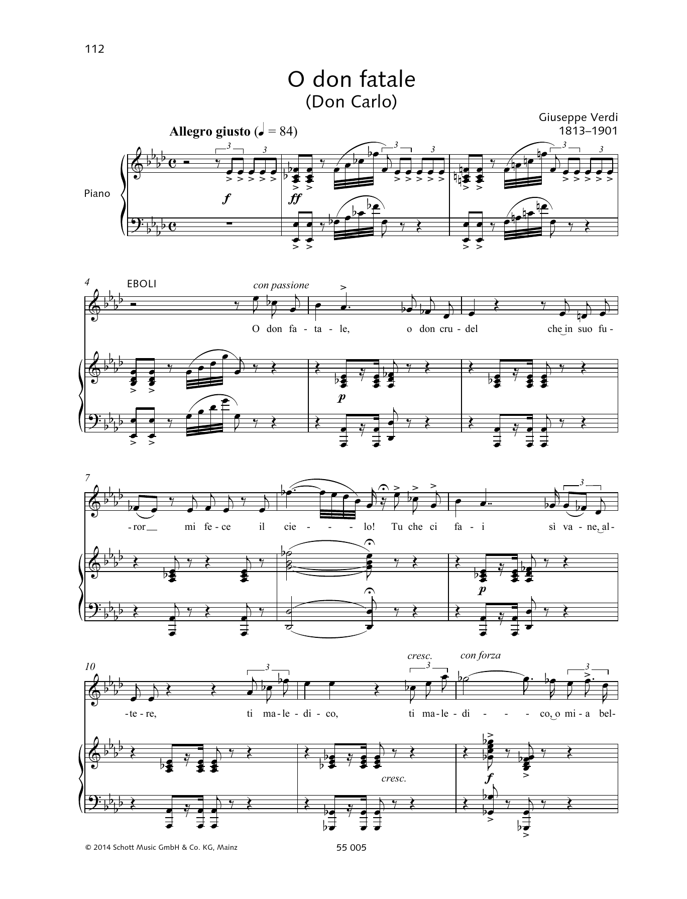 Download Giuseppe Verdi O don fatale Sheet Music