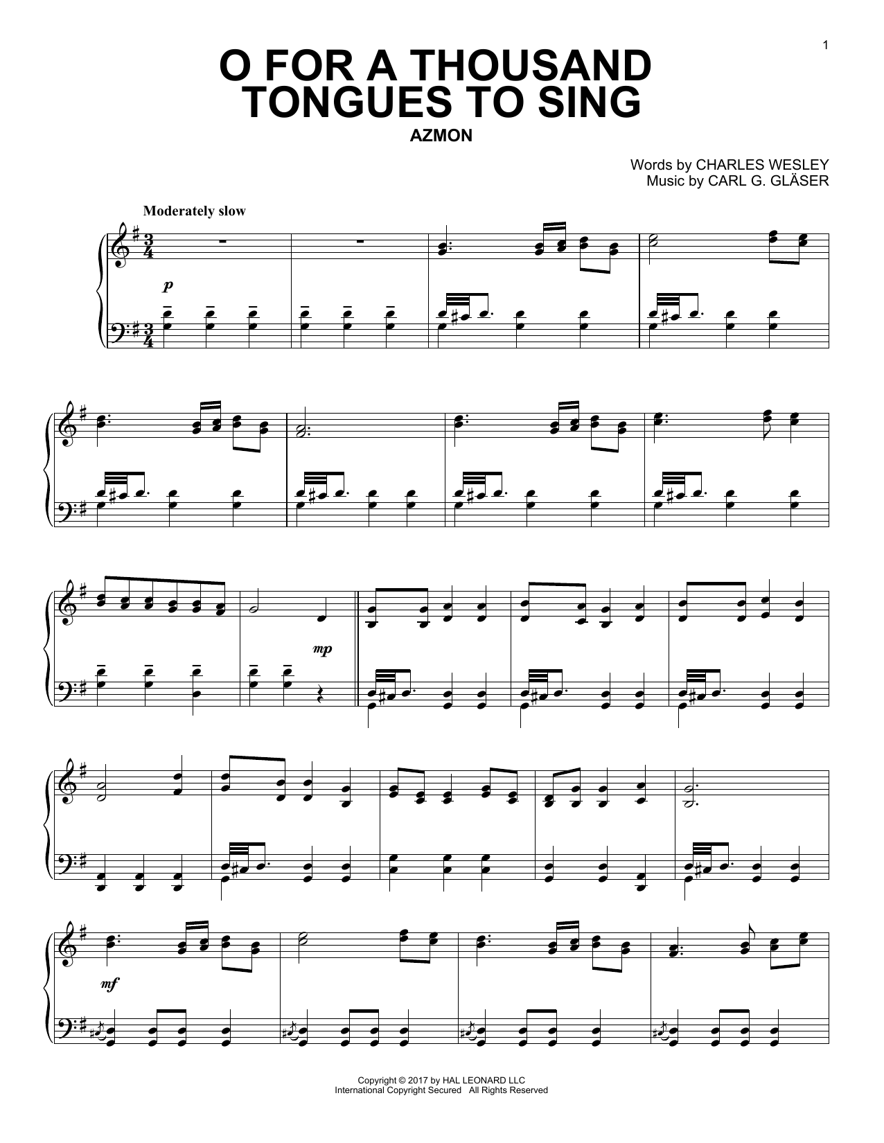 Download Charles Wesley O For A Thousand Tongues To Sing Sheet Music