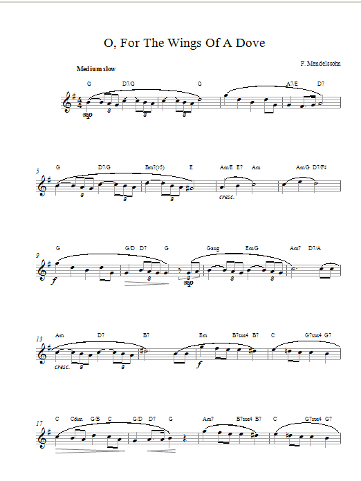 Felix Mendelssohn O For The Wings Of A Dove sheet music notes printable PDF score