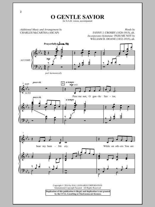 Download Charles McCartha O Gentle Savior Sheet Music