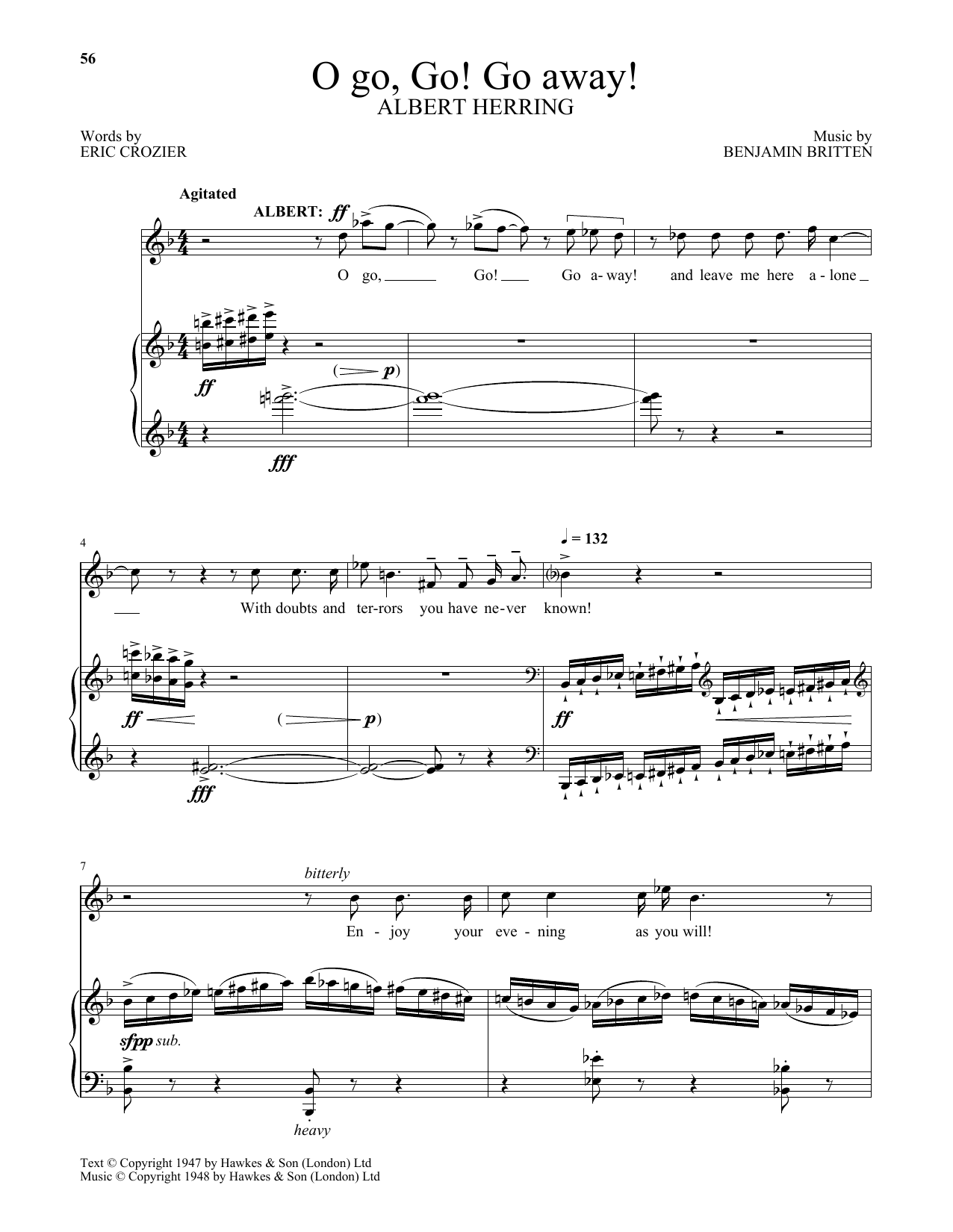 Download Benjamin Britten O go, Go! Go away! (from Albert Herring Sheet Music