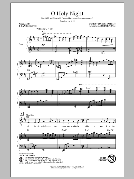 Download Adolphe Adam O Holy Night (arr. J. Daniel Smith) Sheet Music