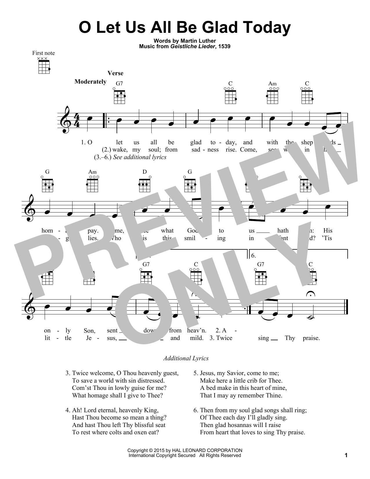 Download Martin Luther O Let Us All Be Glad Today Sheet Music