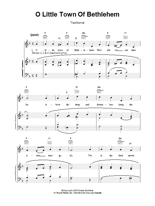 Christmas Carol O Little Town Of Bethlehem sheet music notes printable PDF score