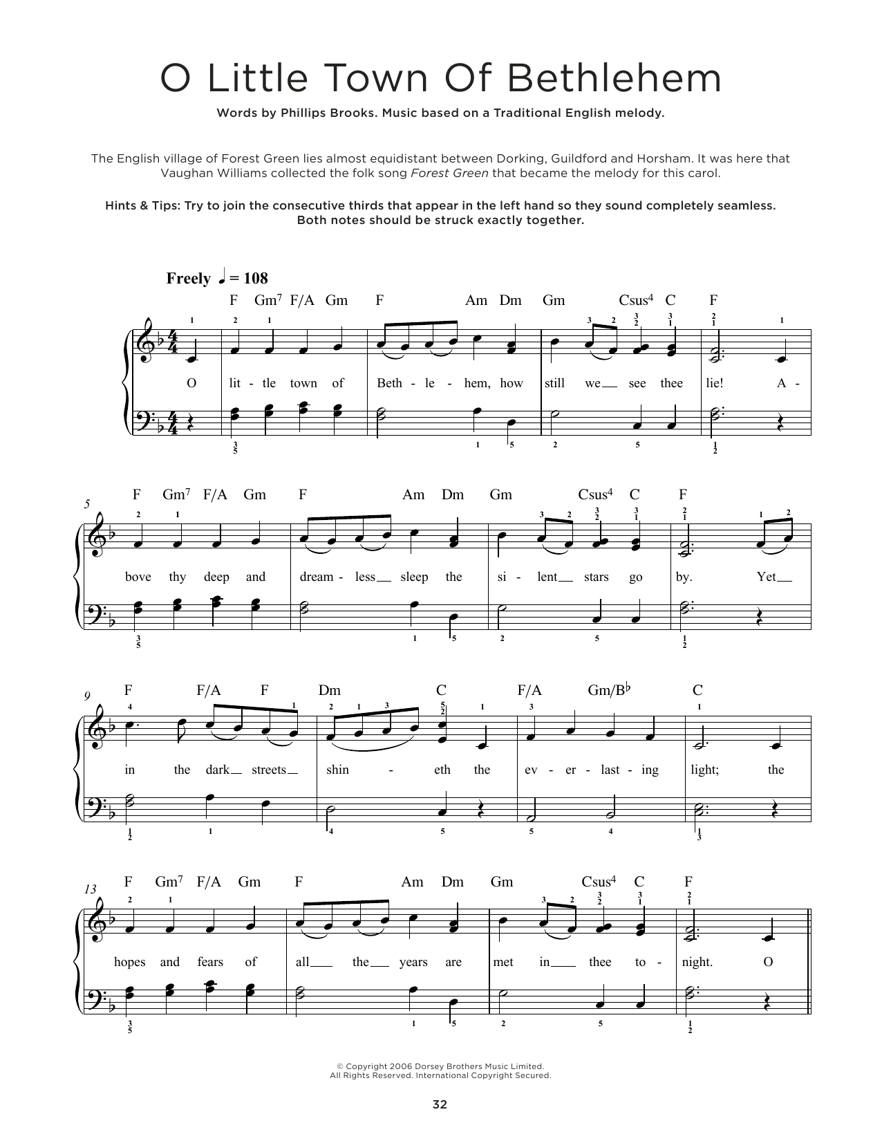 Download Traditional English Melody O Little Town Of Bethlehem Sheet Music