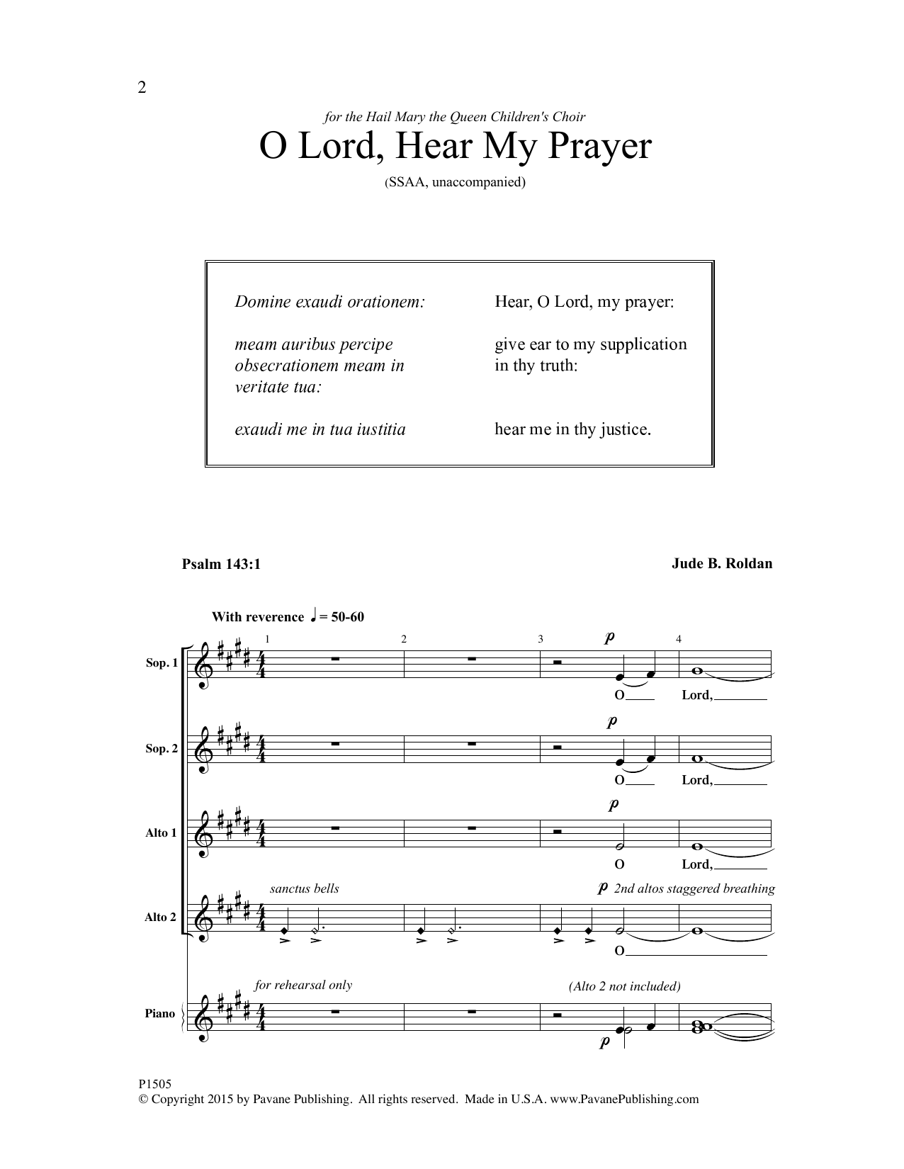 Download Jude Roldan O Lord, Hear My Prayer Sheet Music