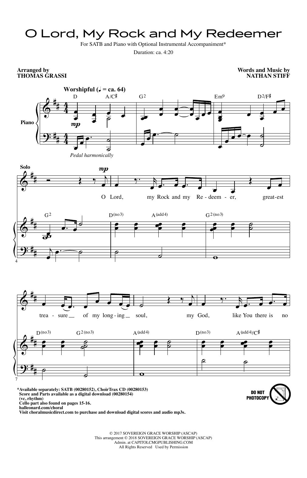Download Thomas Grassi O Lord, My Rock And My Redeemer Sheet Music