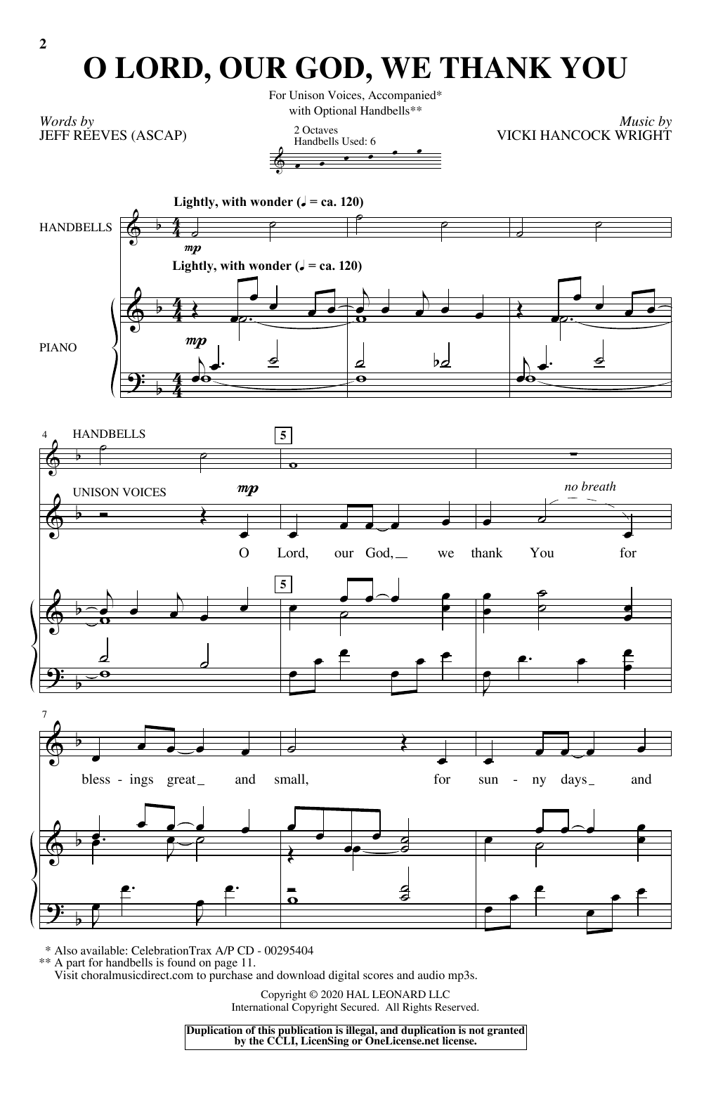Download Jeff Reeves and Vicki Hancock Wright O Lord, Our God, We Thank You Sheet Music
