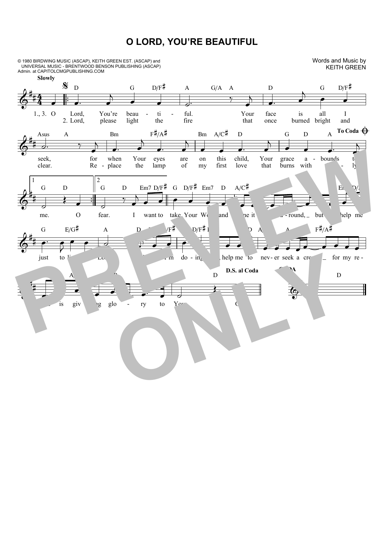 Download Rebecca St. James O Lord, You're Beautiful Sheet Music