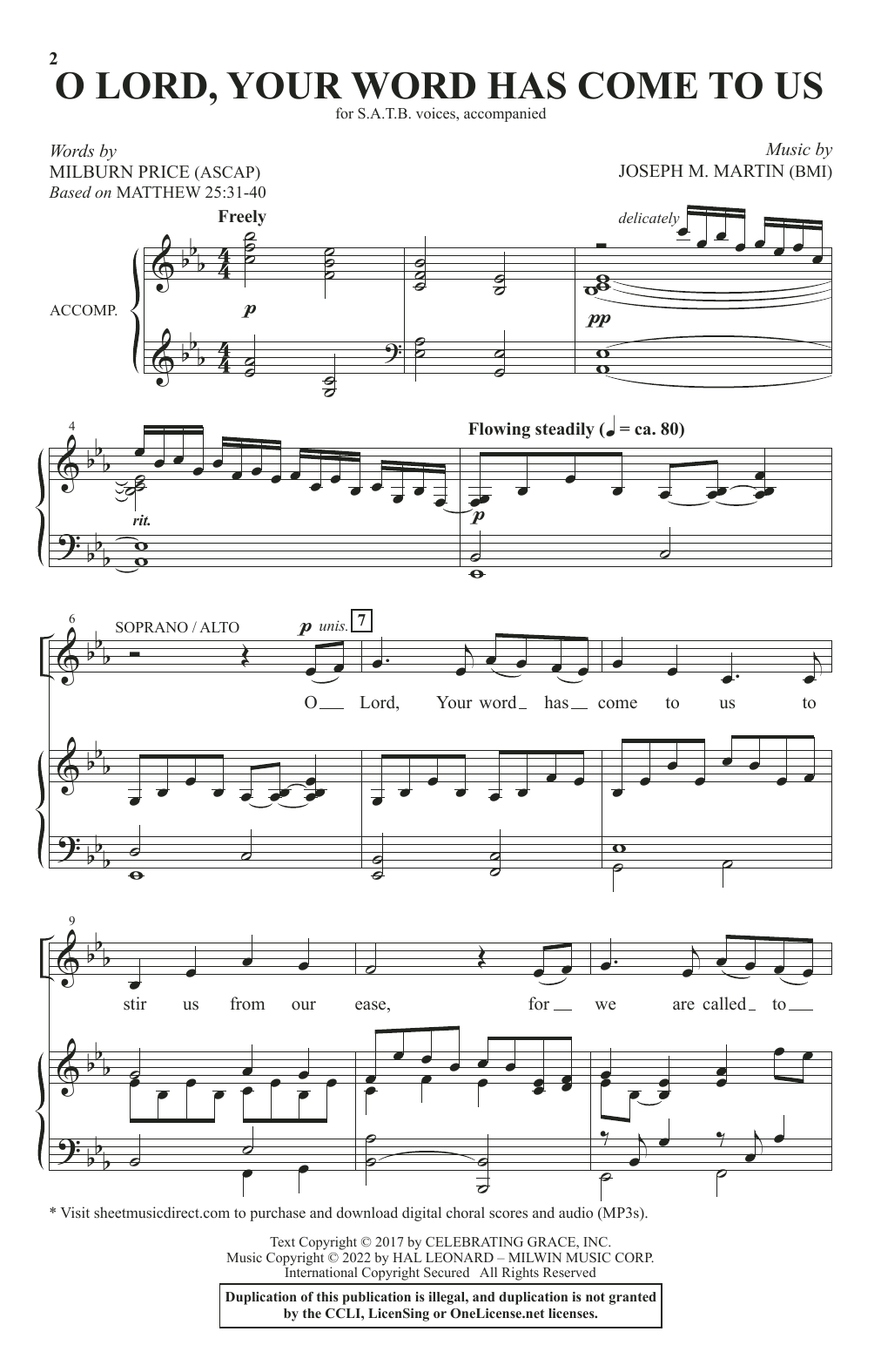 Download Joseph M. Martin & Milburn Price O Lord, Your Word Has Come To Us Sheet Music