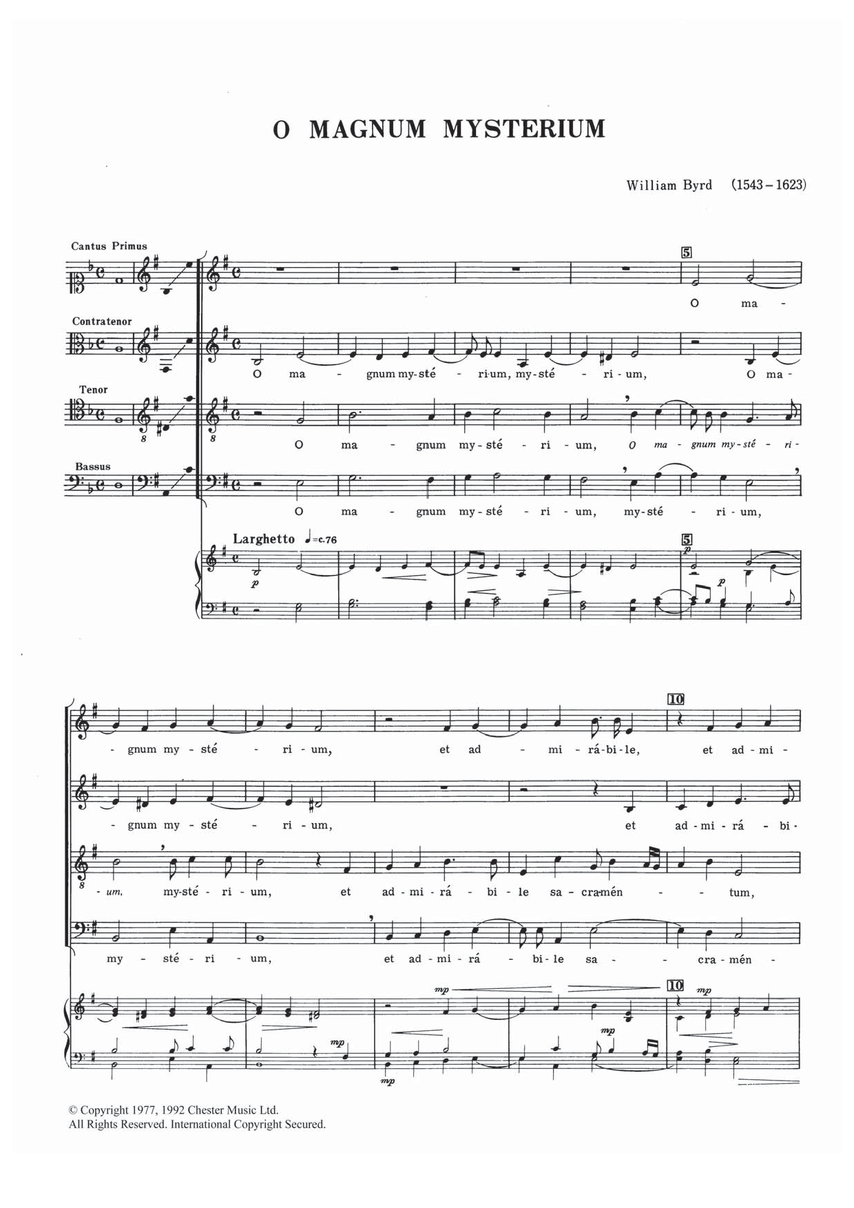 Download William Byrd O Magnum Mysterium Sheet Music