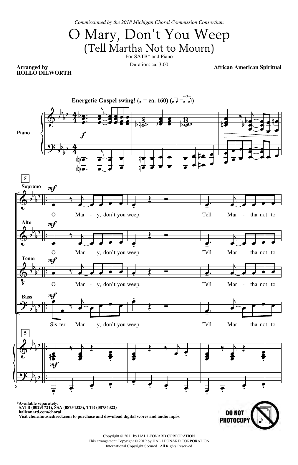 Download African-American Spiritual O Mary, Don't You Weep (Tell Martha Not Sheet Music
