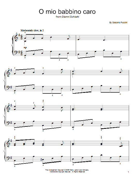 Giacomo Puccini O Mio Babbino Caro sheet music notes printable PDF score