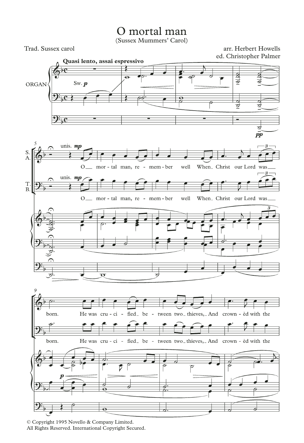 Download Traditional Carol O Mortal Man (Sussex Mummers' Carol) (a Sheet Music