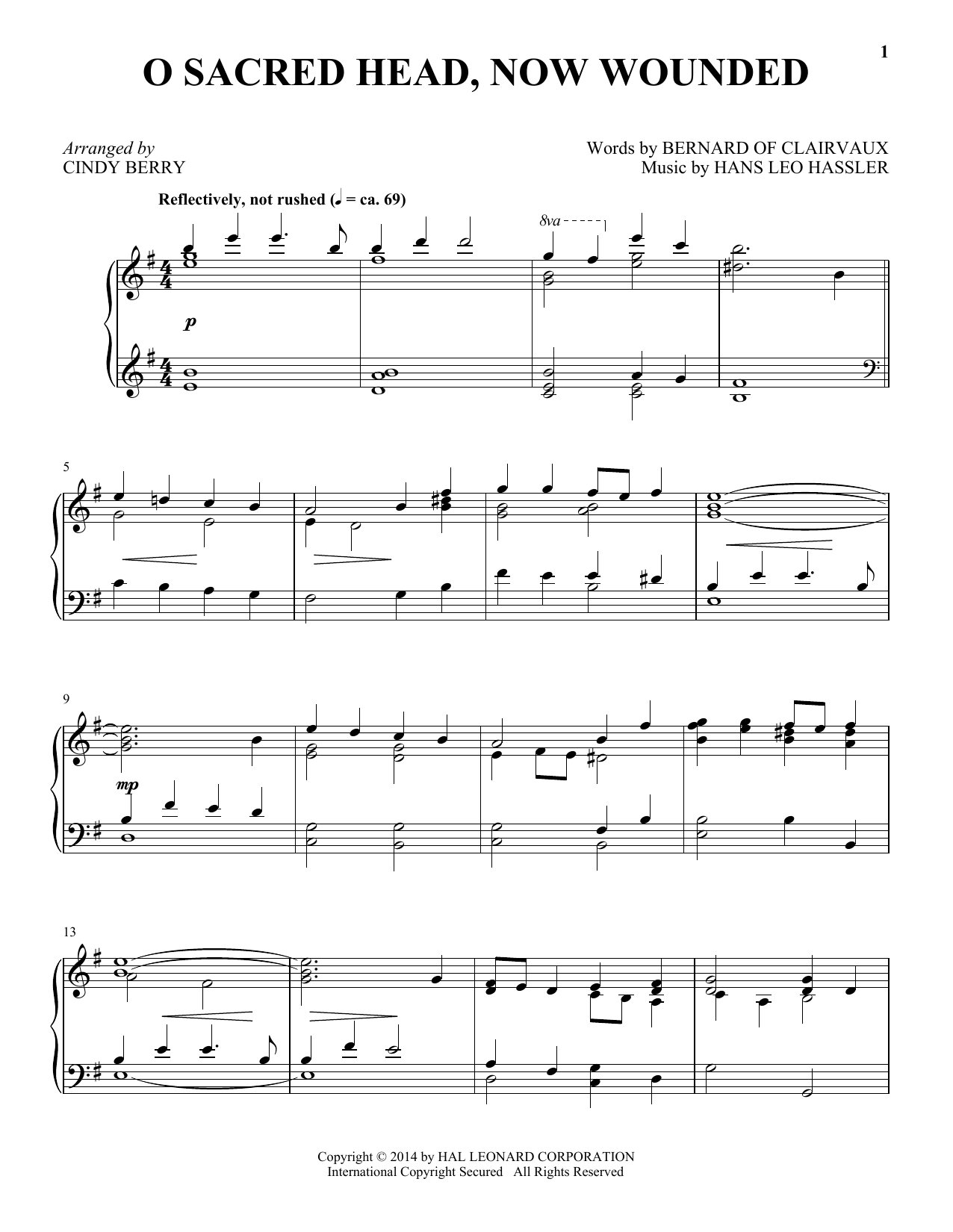 Download Cindy Berry O Sacred Head, Now Wounded Sheet Music