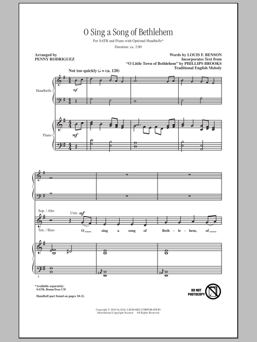 Download Penny Rodriguez O Sing A Song Of Bethlehem Sheet Music