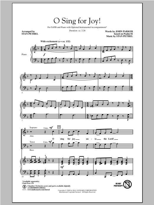 Download Stan Pethel O Sing For Joy! Sheet Music