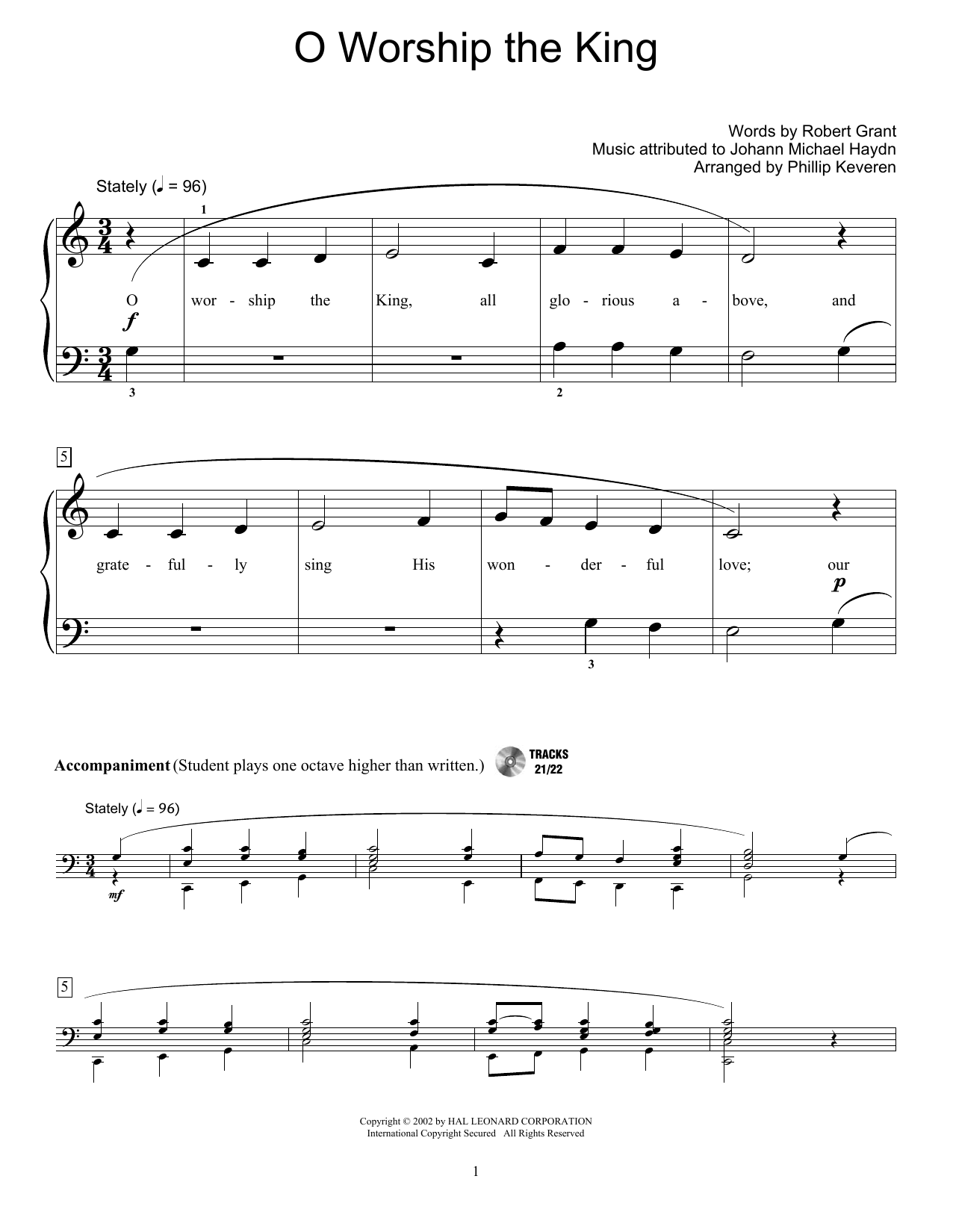 Download Johann Michael Haydn O Worship The King Sheet Music