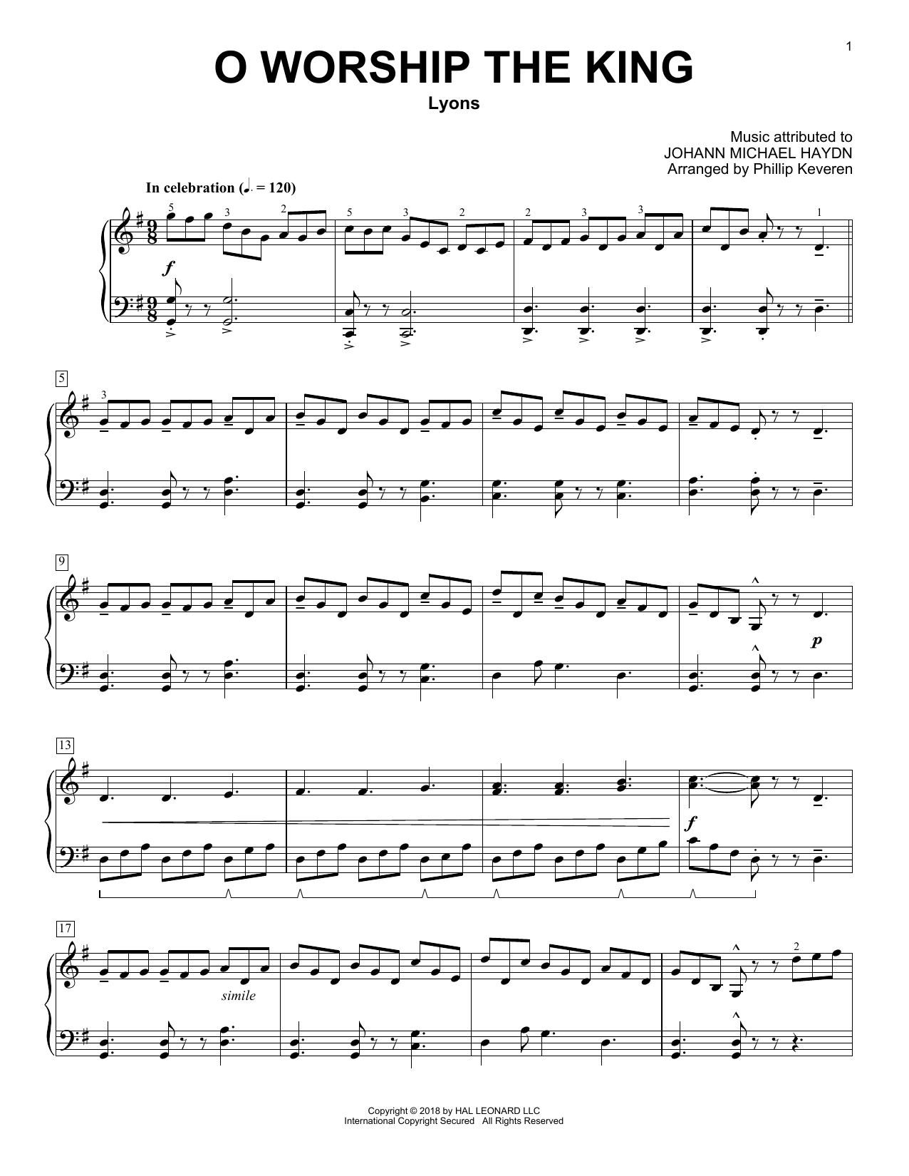 Download Johann Michael Haydn O Worship The King (arr. Phillip Kevere Sheet Music