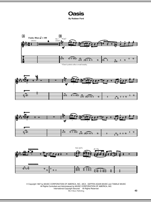 Download Robben Ford Oasis Sheet Music